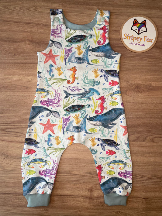 Beneath the Waves Romper Dungarees 6-12 months