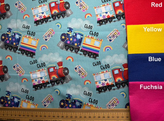 Rainbow Trains Exclusive Cotton Jersey