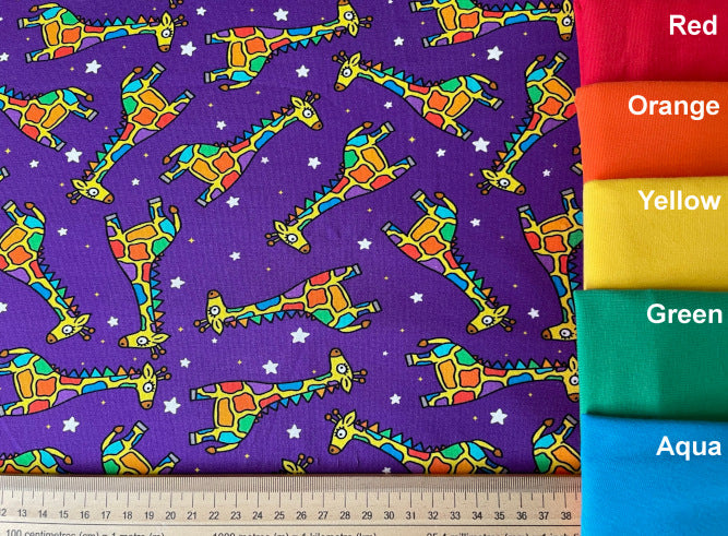 Rainbow Giraffes Cotton Jersey