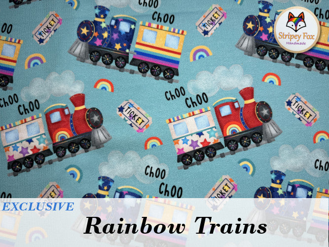 Rainbow Trains Exclusive Cotton Jersey