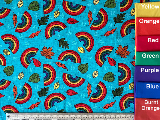 Rainbow and Leaves Cotton Jersey