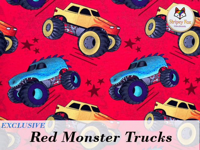 Red Monster Trucks Exclusive Cotton Jersey