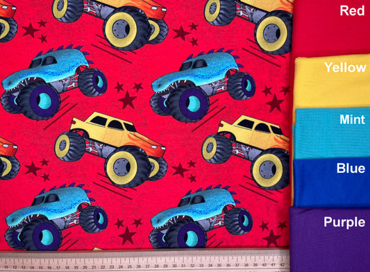 Red Monster Trucks Exclusive Cotton Jersey